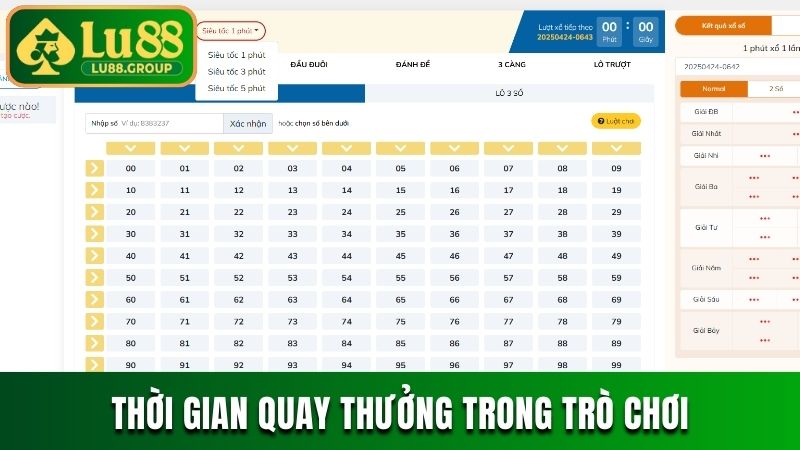 Thời gian quay thưởng chuẩn trong trò chơi
